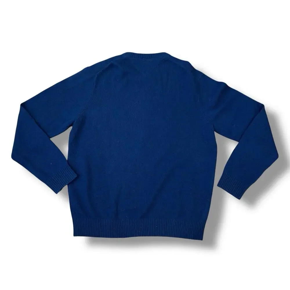 Tommy Hilfiger Men’s Size L Blue Lion Crest Crewneck Sweater - 100% Lambs Wool